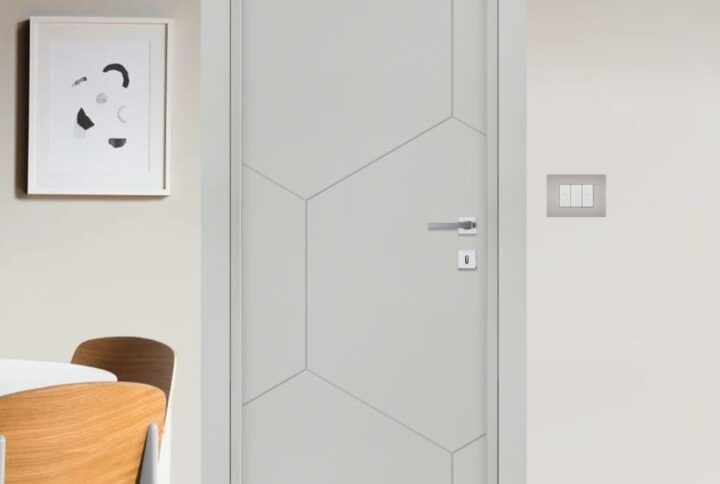 Ușă interior Hexa gri deschis cu design modern geometric